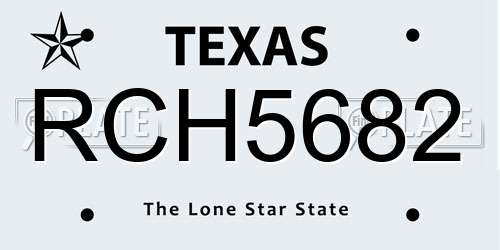 RCH5682 Texas License Plate