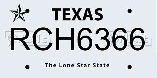 RCH6366 Texas License Plate