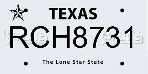 RCH8731 Texas License Plate