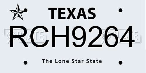 RCH9264 Texas License Plate
