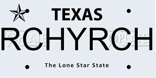 RCHYRCH Texas License Plate
