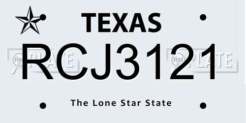 RCJ3121 Texas License Plate