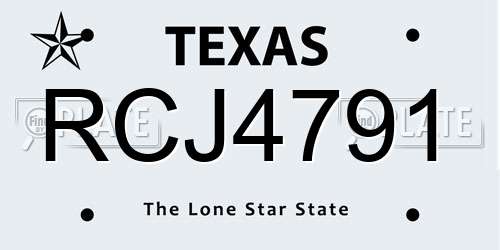 RCJ4791 Texas License Plate