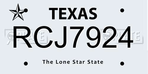RCJ7924 Texas License Plate