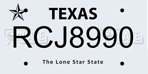 RCJ8990 Texas License Plate