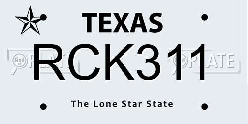 RCK311 Texas License Plate