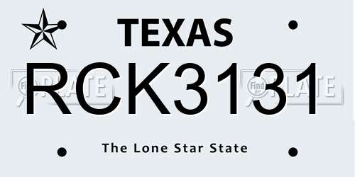 RCK3131 Texas License Plate