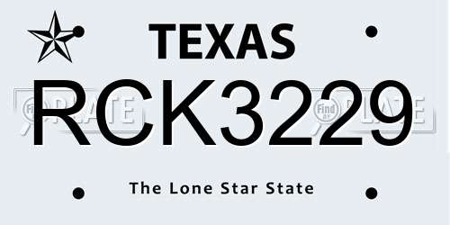 RCK3229 Texas License Plate
