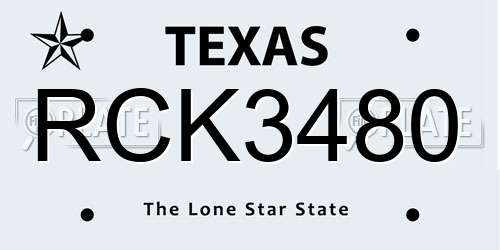 RCK3480 Texas License Plate