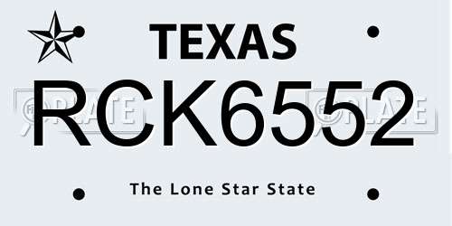 RCK6552 Texas License Plate