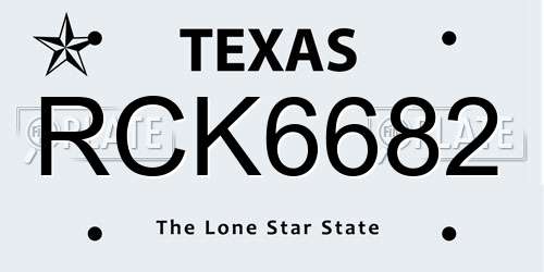 RCK6682 Texas License Plate