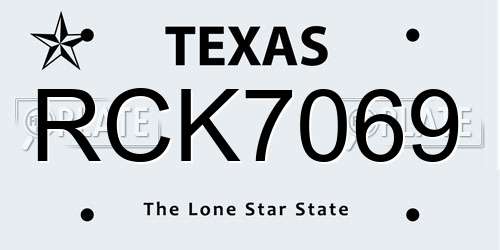RCK7069 Texas License Plate