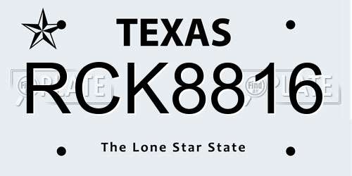 RCK8816 Texas License Plate