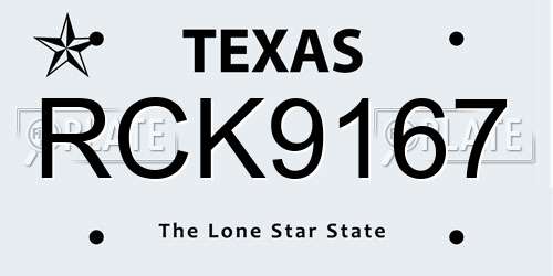RCK9167 Texas License Plate
