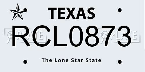 RCL0873 Texas License Plate