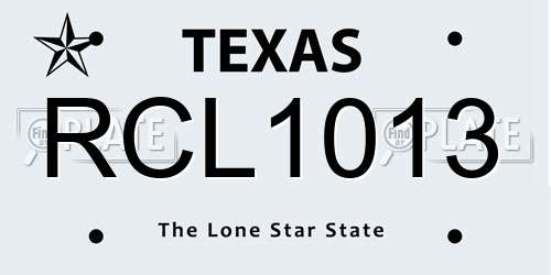 RCL1013 Texas License Plate