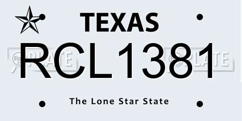 RCL1381 Texas License Plate