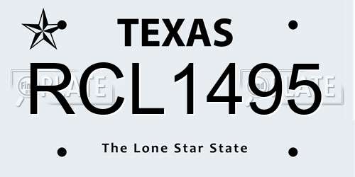 RCL1495 Texas License Plate