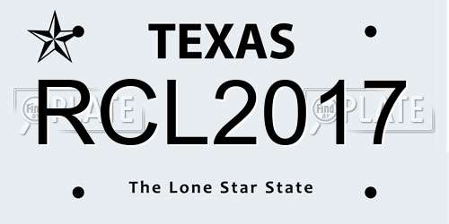 RCL2017 Texas License Plate