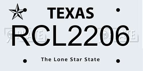 RCL2206 Texas License Plate