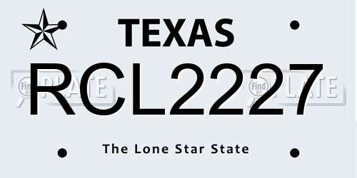RCL2227 Texas License Plate