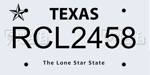 RCL2458 Texas License Plate