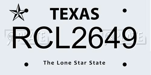 RCL2649 Texas License Plate