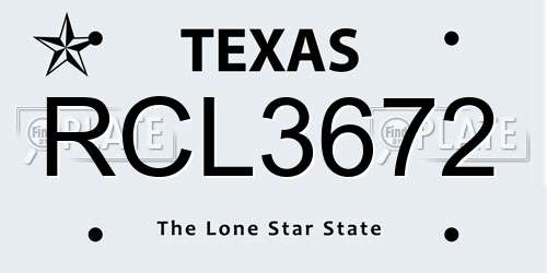RCL3672 Texas License Plate