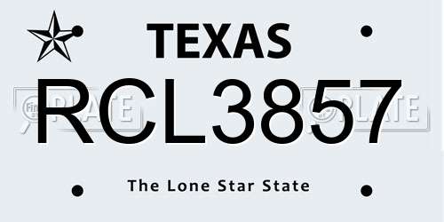 RCL3857 Texas License Plate