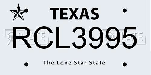 RCL3995 Texas License Plate