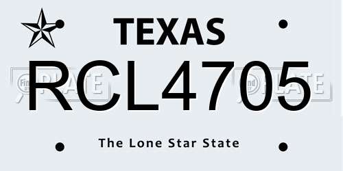 RCL4705 Texas License Plate