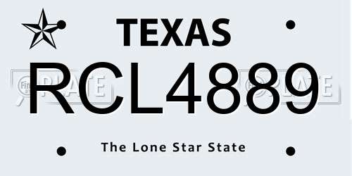 RCL4889 Texas License Plate