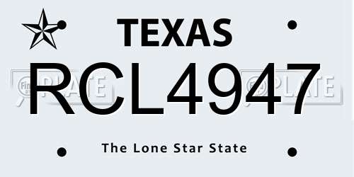 RCL4947 Texas License Plate