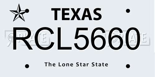 RCL5660 Texas License Plate