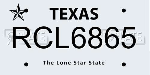 RCL6865 Texas License Plate