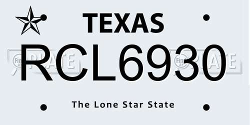 RCL6930 Texas License Plate