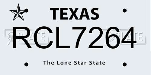 RCL7264 Texas License Plate