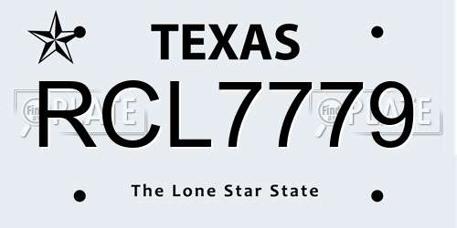 RCL7779 Texas License Plate