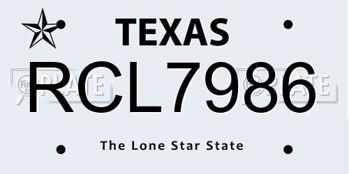 RCL7986 Texas License Plate