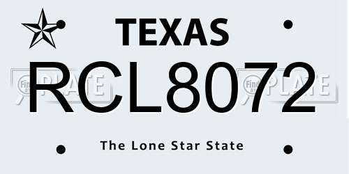 RCL8072 Texas License Plate