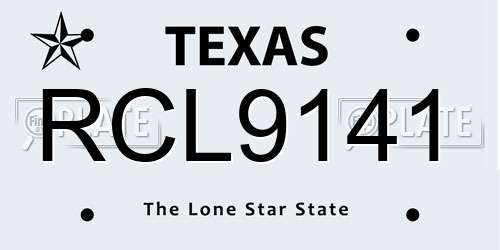 RCL9141 Texas License Plate