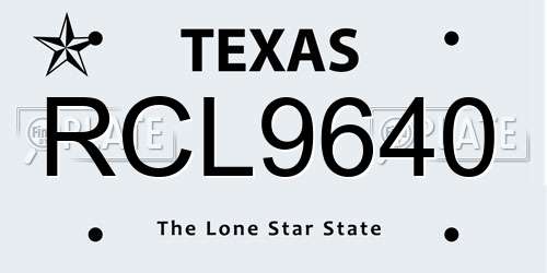 RCL9640 Texas License Plate