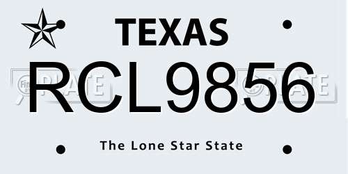 RCL9856 Texas License Plate