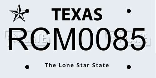 RCM0085 Texas License Plate