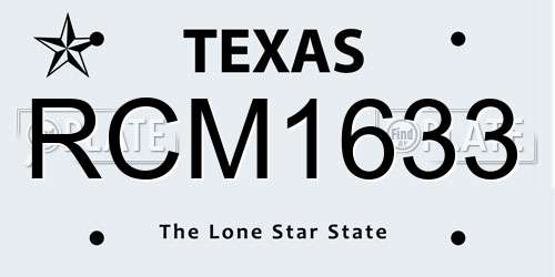 RCM1633 Texas License Plate