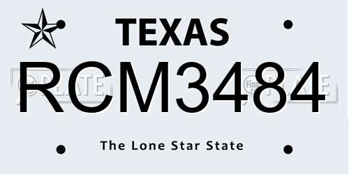 RCM3484 Texas License Plate