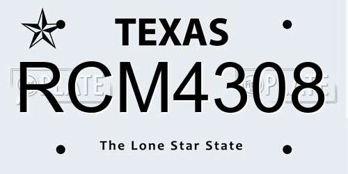 RCM4308 Texas License Plate