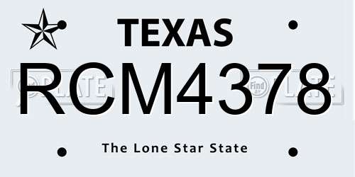 RCM4378 Texas License Plate