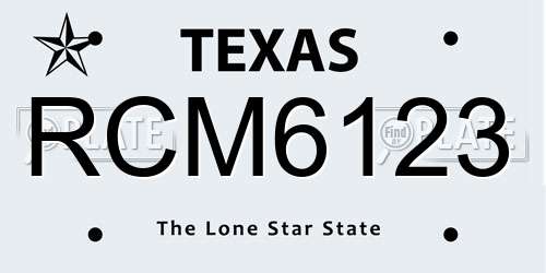 RCM6123 Texas License Plate