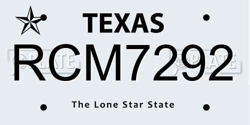 RCM7292 Texas License Plate